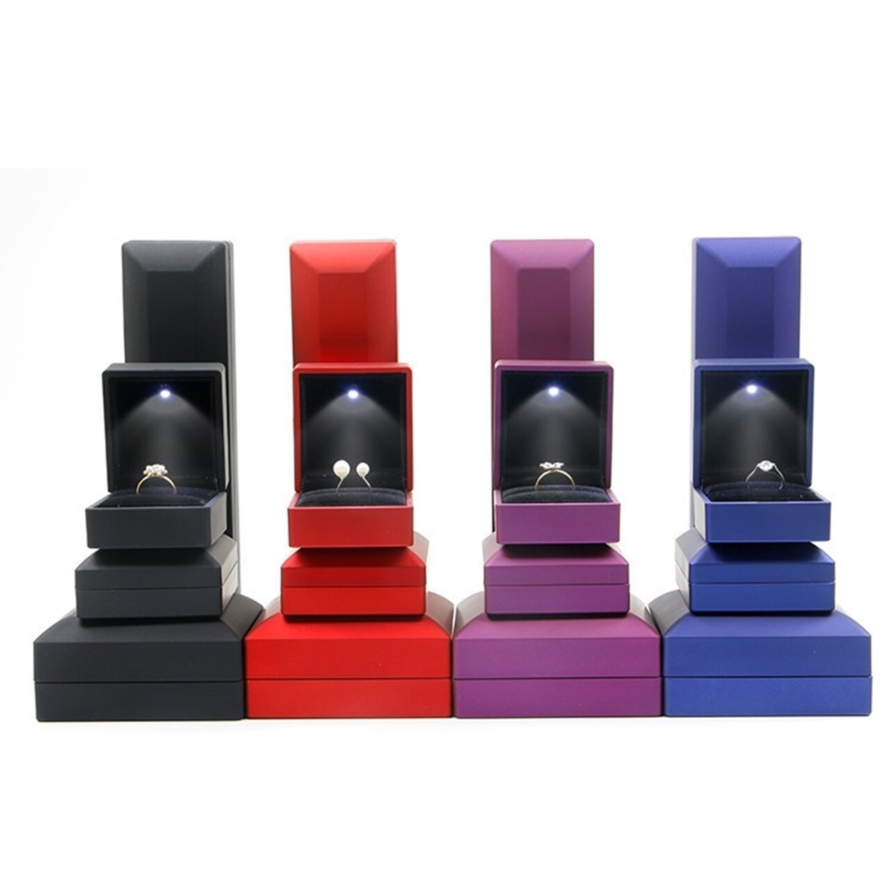 Led Light Ring Necklace Bracelet Holder Jewelry Storage Box Container Organizer